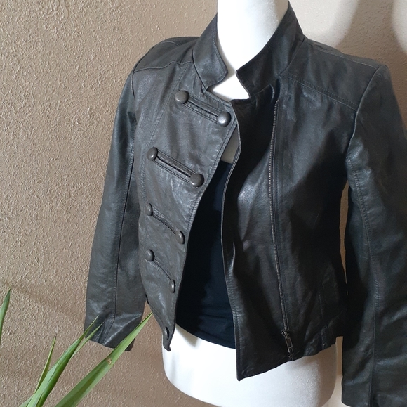 BBDakota charcoal grey leather motto jacket small - Picture 8 of 9